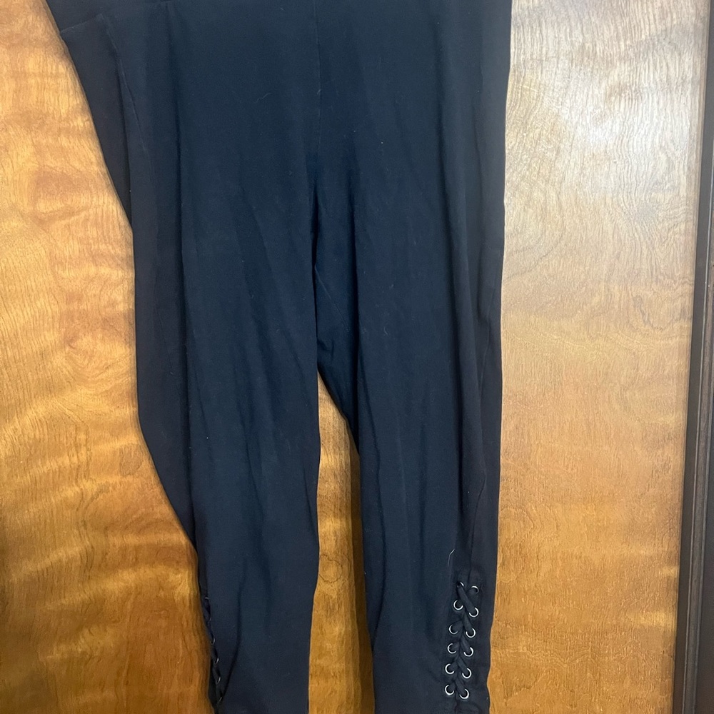 Torrid Black Leggings with Lace-Up Detail